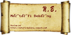 Mátéfi Bekény névjegykártya